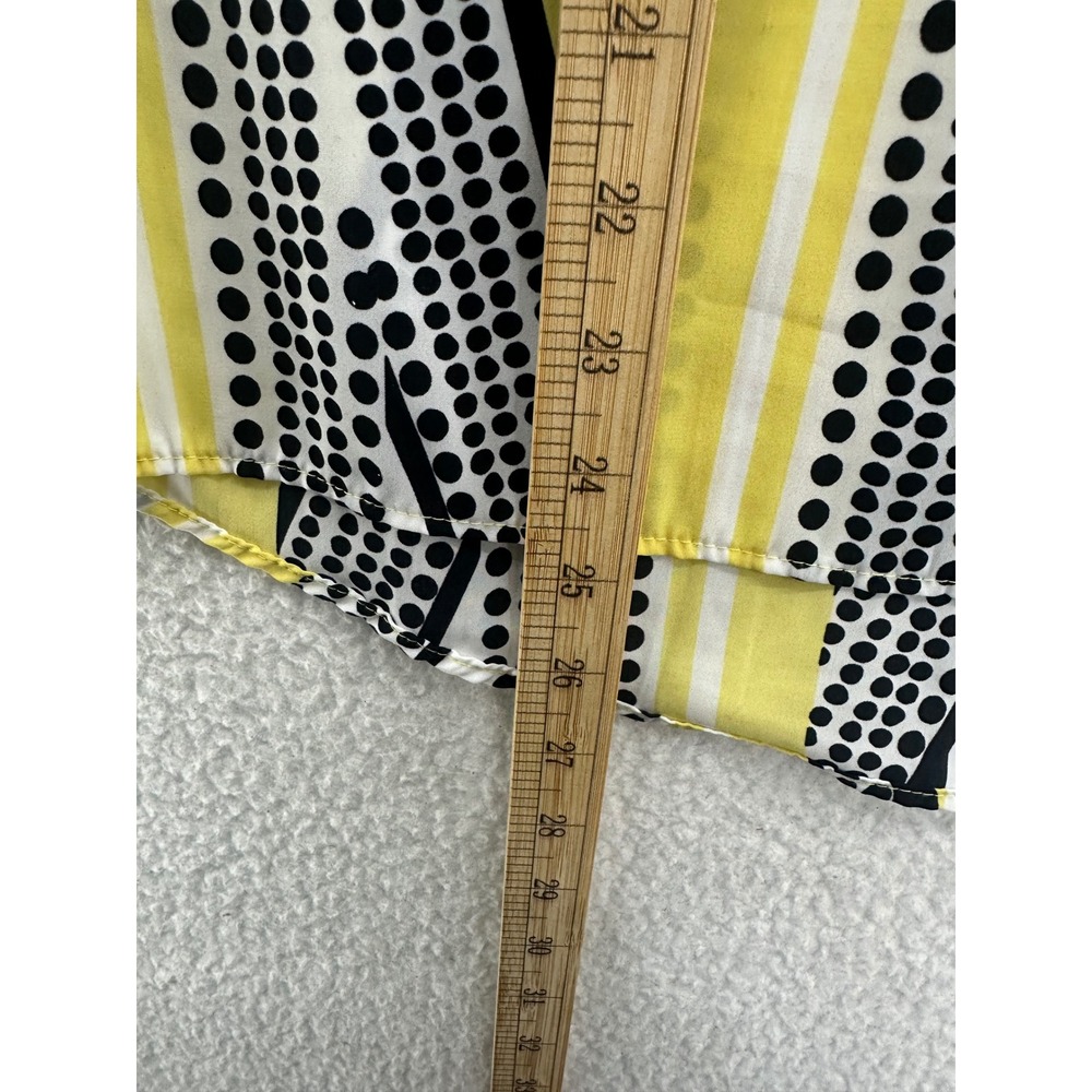 Dana Buchman Womens Sleeveless Button Front Blouse M Yellow Black Dot Stripe - Picture 6 of 8
